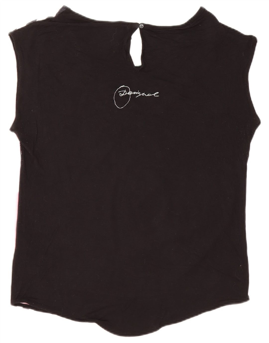 Desigual T-shirt grafica oversize da donna Top UK 10 Small nera in viscosa