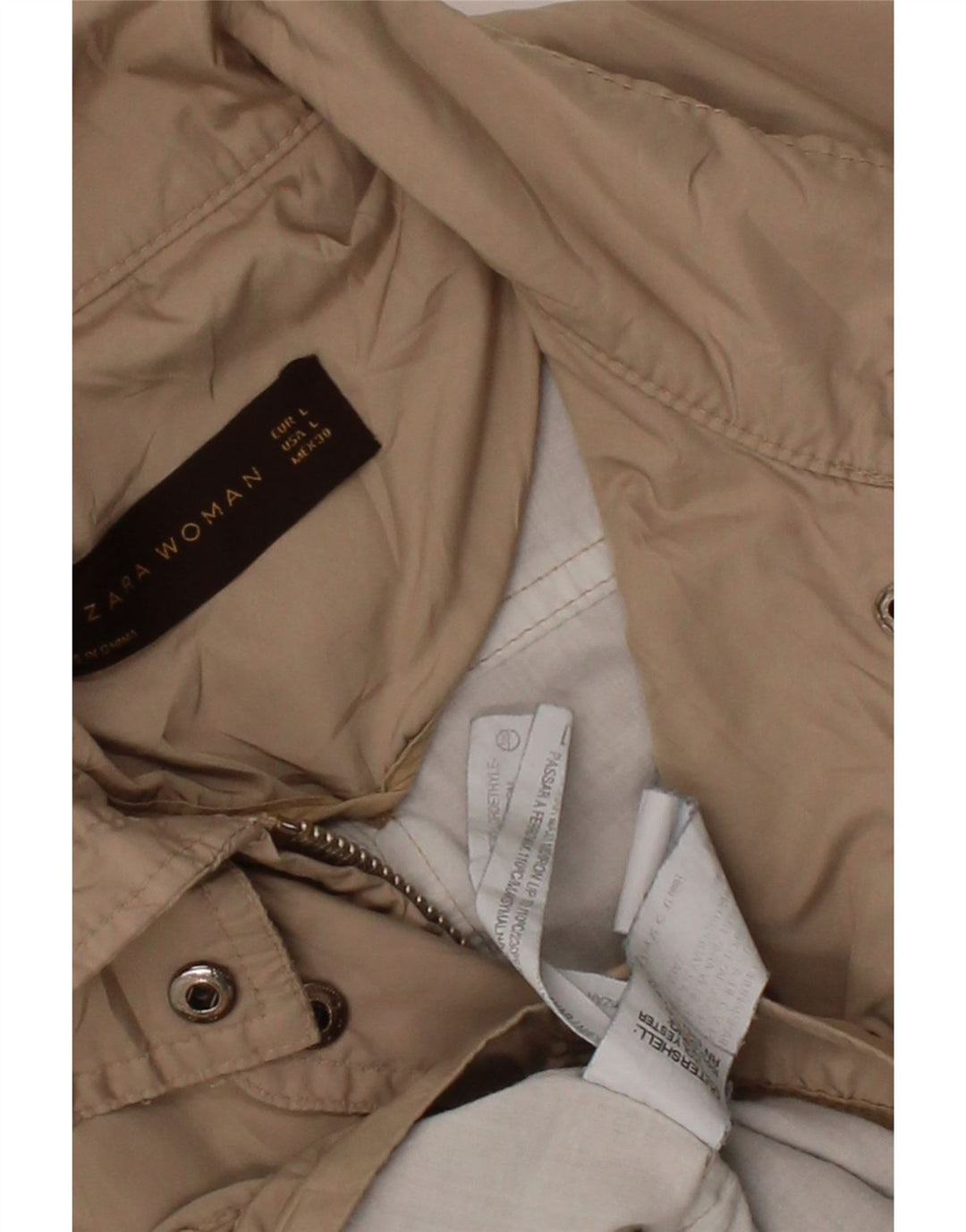 ZARA Womens Utility Jacket UK 14 Large Beige Polyester Vintage Zara and Second-Hand Zara from Messina Hembry 