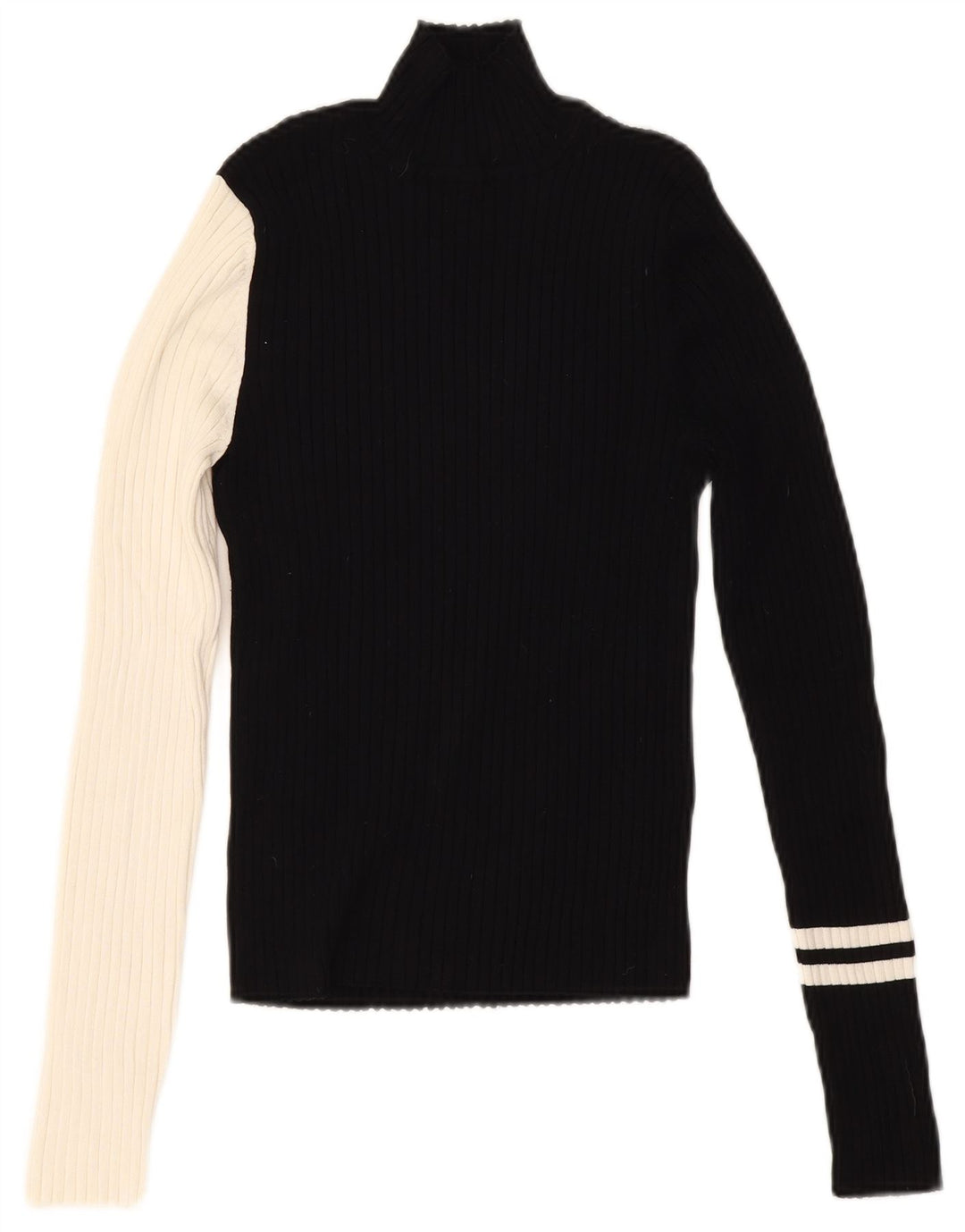 Maglione corto da donna Zara con collo dolcevita UK 12 blocco colore nero medio