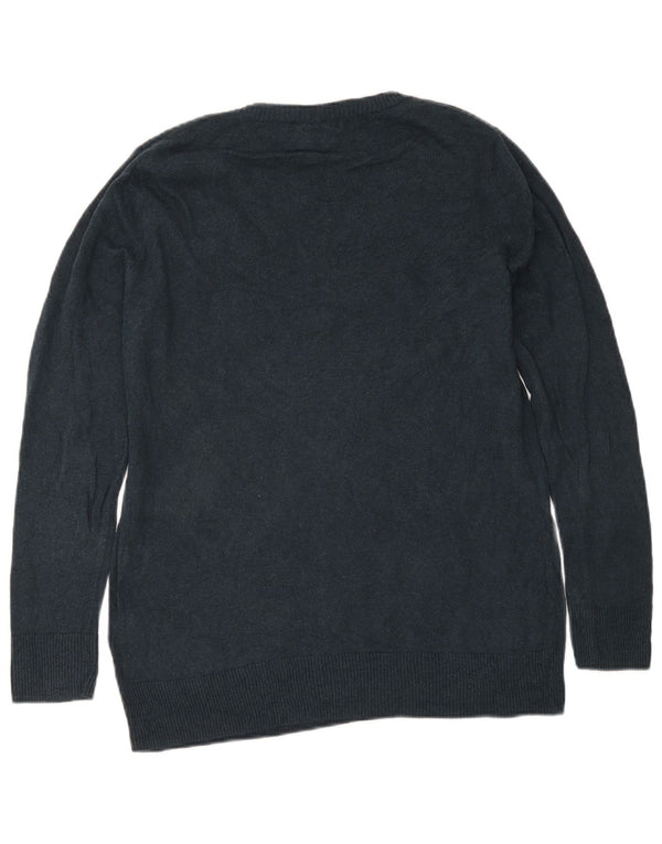 Maglione da donna con scollo a V Eddie Bauer UK 16 grande cotone blu navy