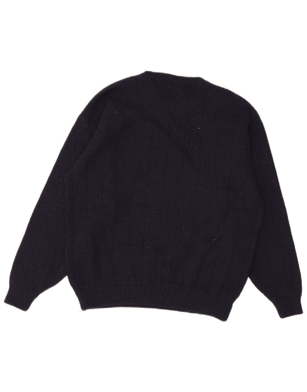 Maglione maglione girocollo da uomo vintage blu navy medio