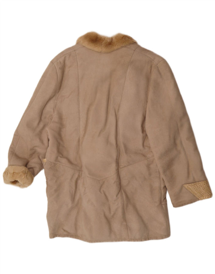 Cappotto in shearling vintage da donna UK 14 Shearling beige medio