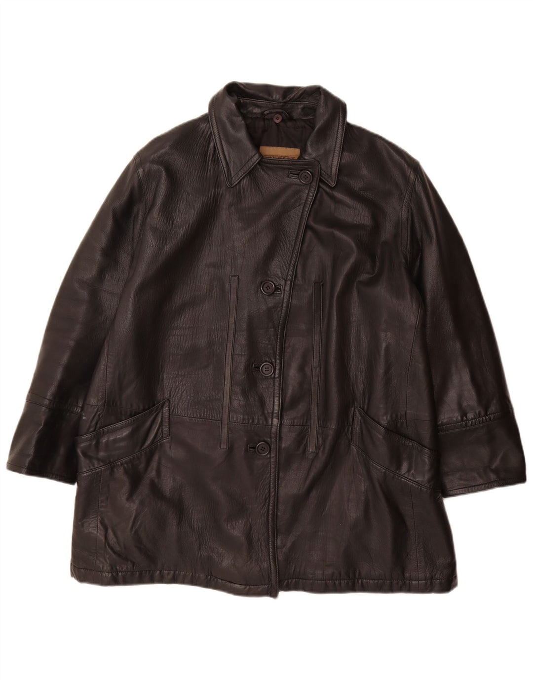 VINTAGE Womens Leather Jacket UK 18 XL Black