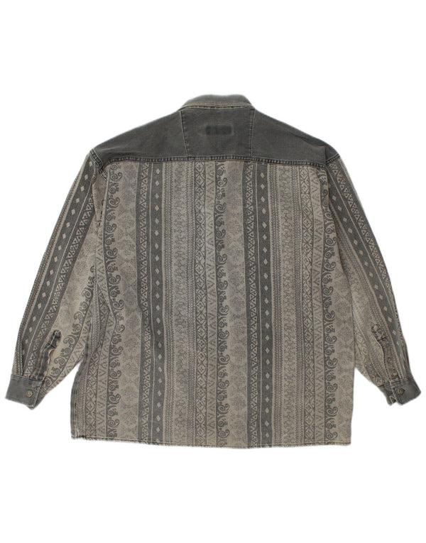 Camicia vintage da uomo a righe grigie grandi