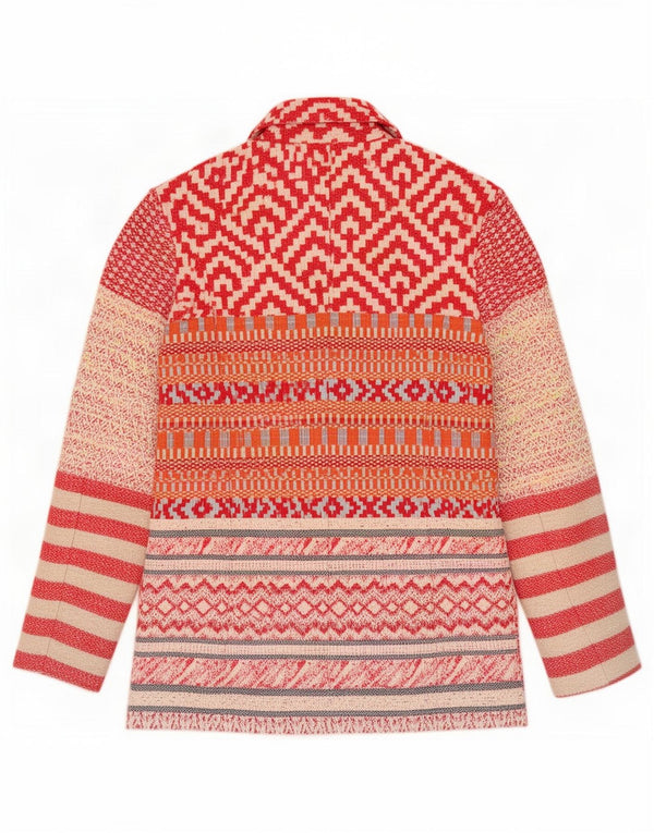 Desigual Caban da donna EU 40 Medio Rosso Fair Isle Cotone