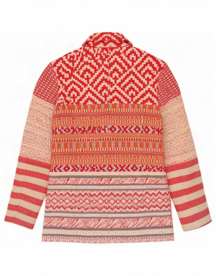 Desigual Caban da donna EU 40 Medio Rosso Fair Isle Cotone