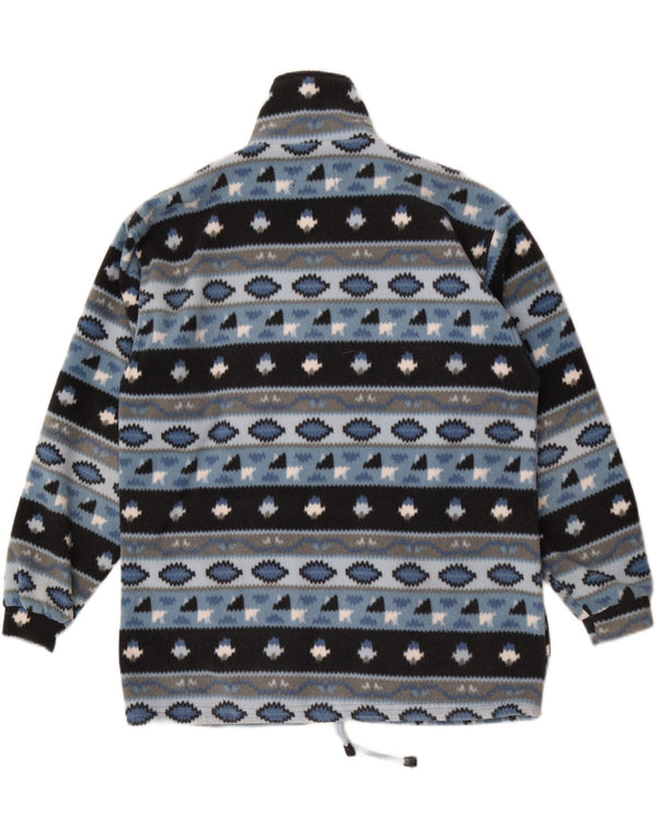 Vintage Mens Fleece Jacket UK 38 Medium Blue Fair Isle Polyester