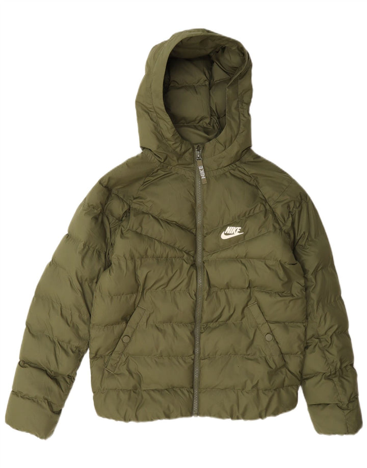 Giacca imbottita con cappuccio Nike da bambino 10-11 anni, poliestere kaki medio