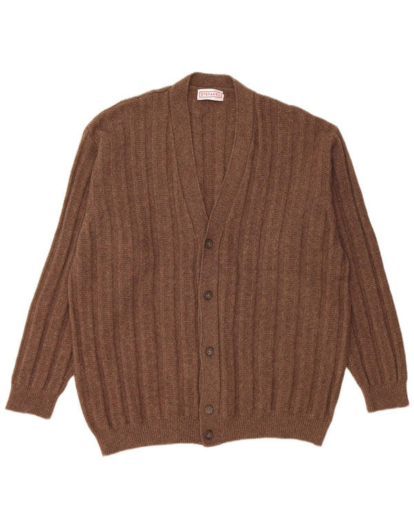 Maglione cardigan da uomo Stefanel XL in lana marrone