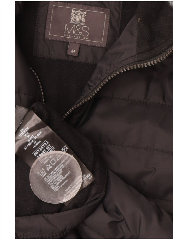 MARKS & SPENCER Giacca imbottita da uomo UK 38 Medium Nero Poliammide