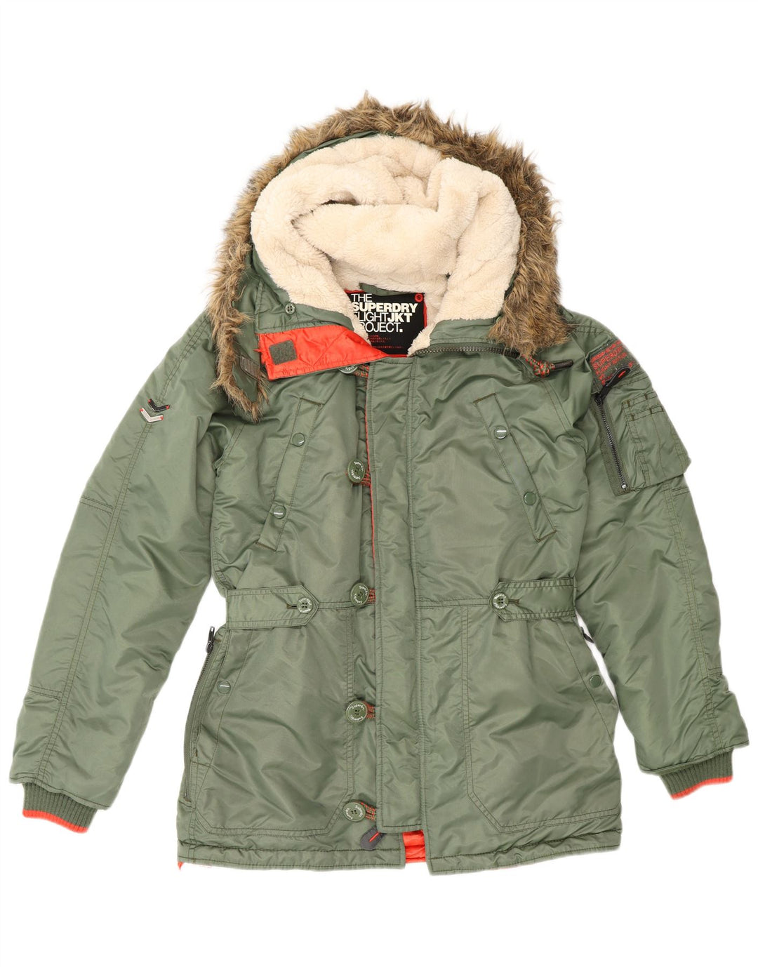 Giacca parka da uomo con cappuccio Superdry UK 36 Small Green Nylon
