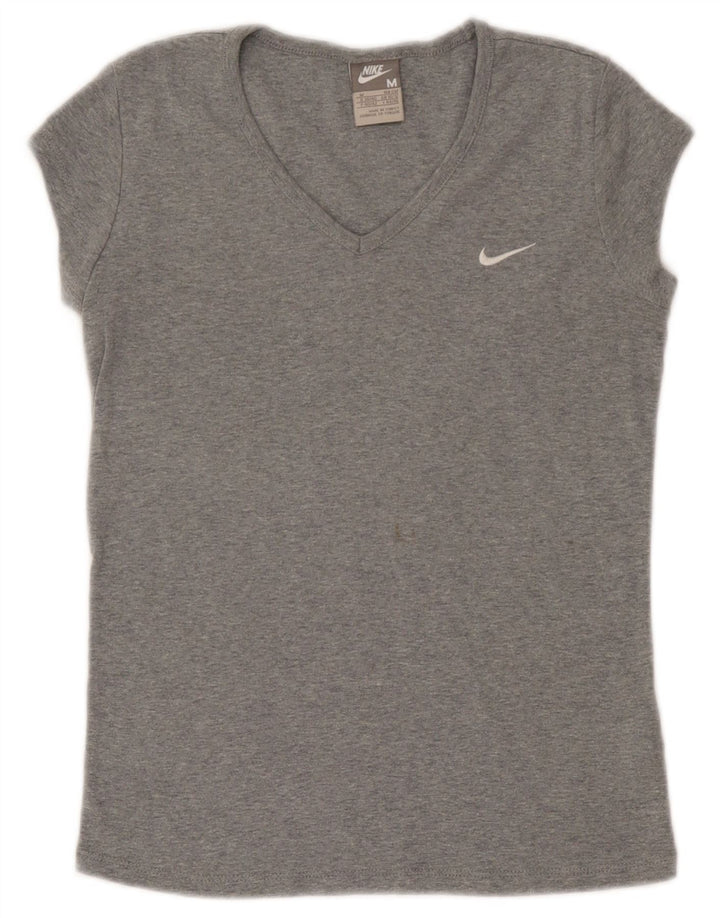 T-shirt da donna Nike Top UK 10/12 cotone screziato grigio medio