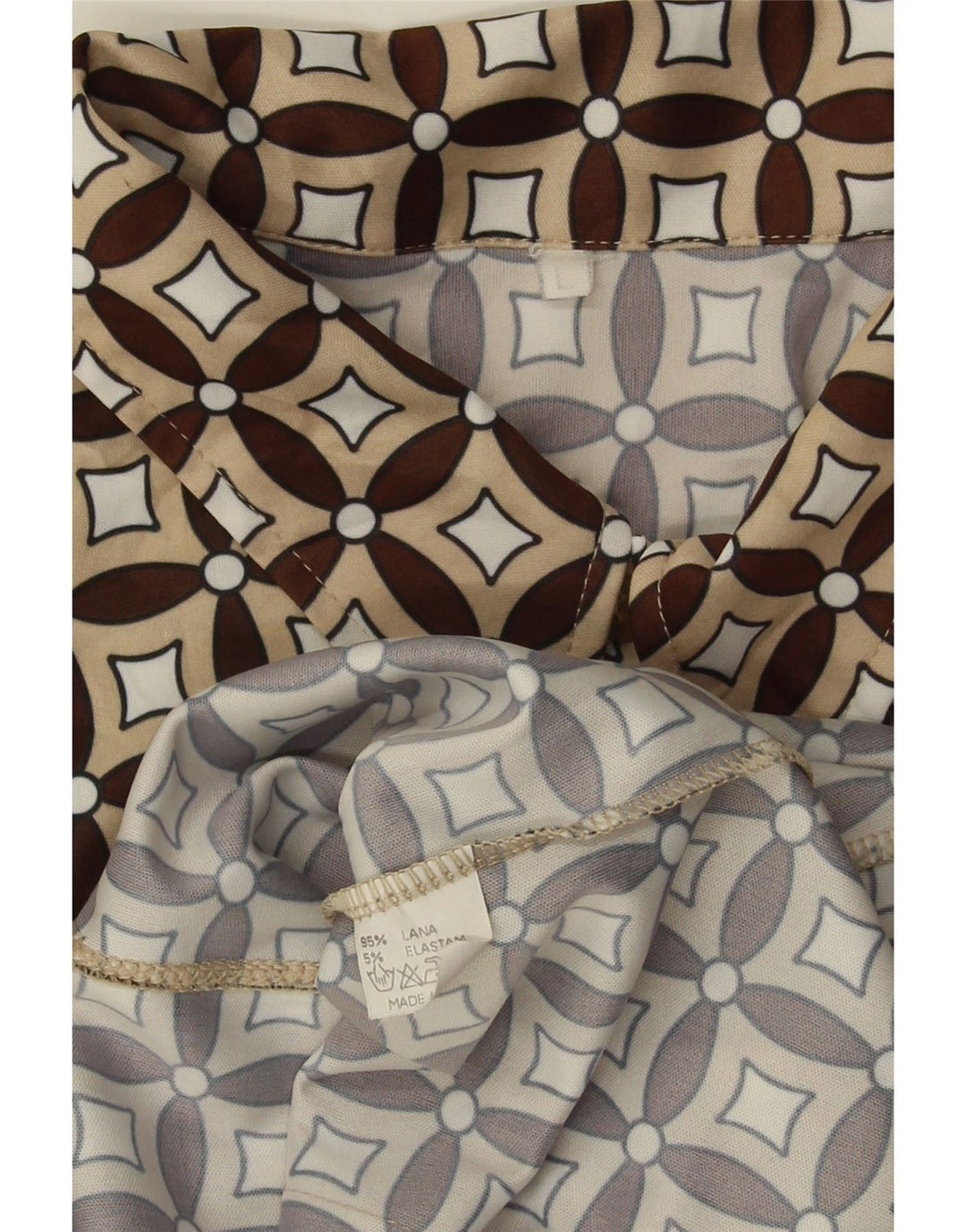 Camicia da donna VINTAGE UK 16 Lana geometrica beige grande