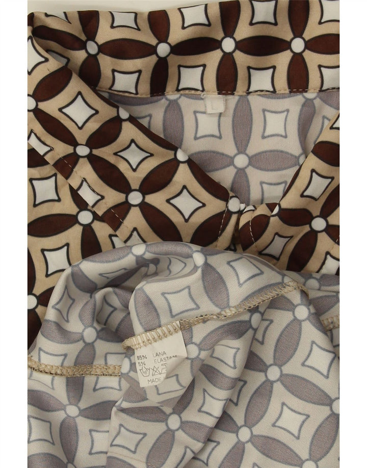 Camicia da donna VINTAGE UK 16 Lana geometrica beige grande