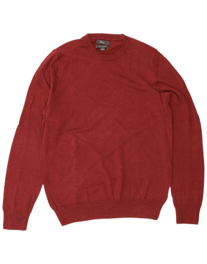 Maglione maglione girocollo da uomo Marks & Spencer in cotone marrone medio medio