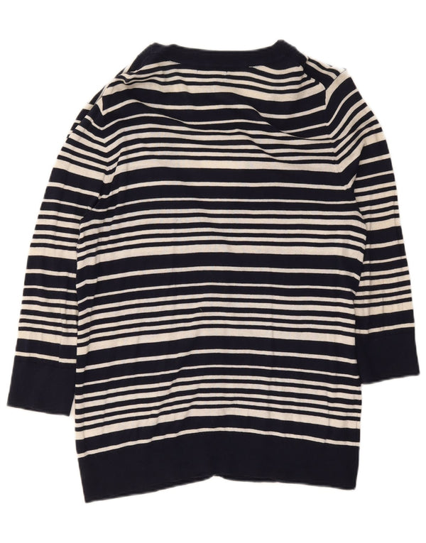 Maglione cardigan con maniche a 3/4 da donna Gap UK 16 Grande cotone a righe blu navy