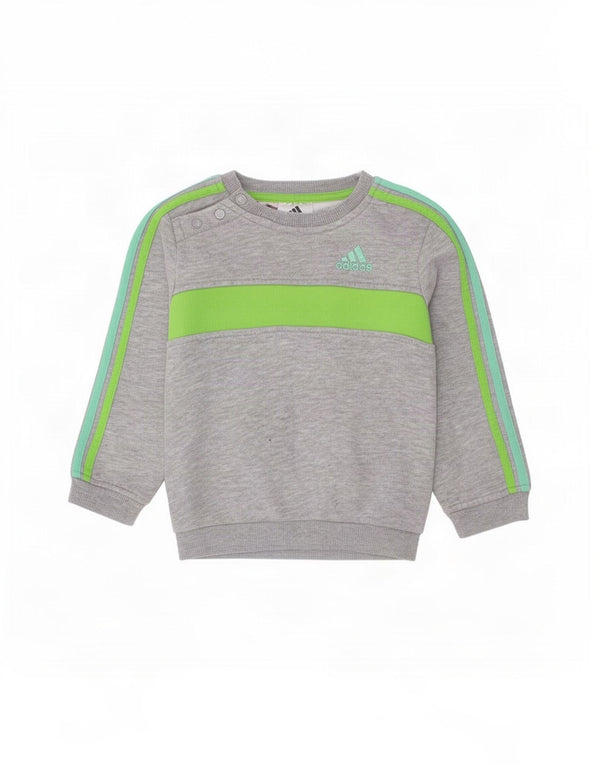 Felpa Adidas da neonato, 12-18 mesi, in cotone color block grigio