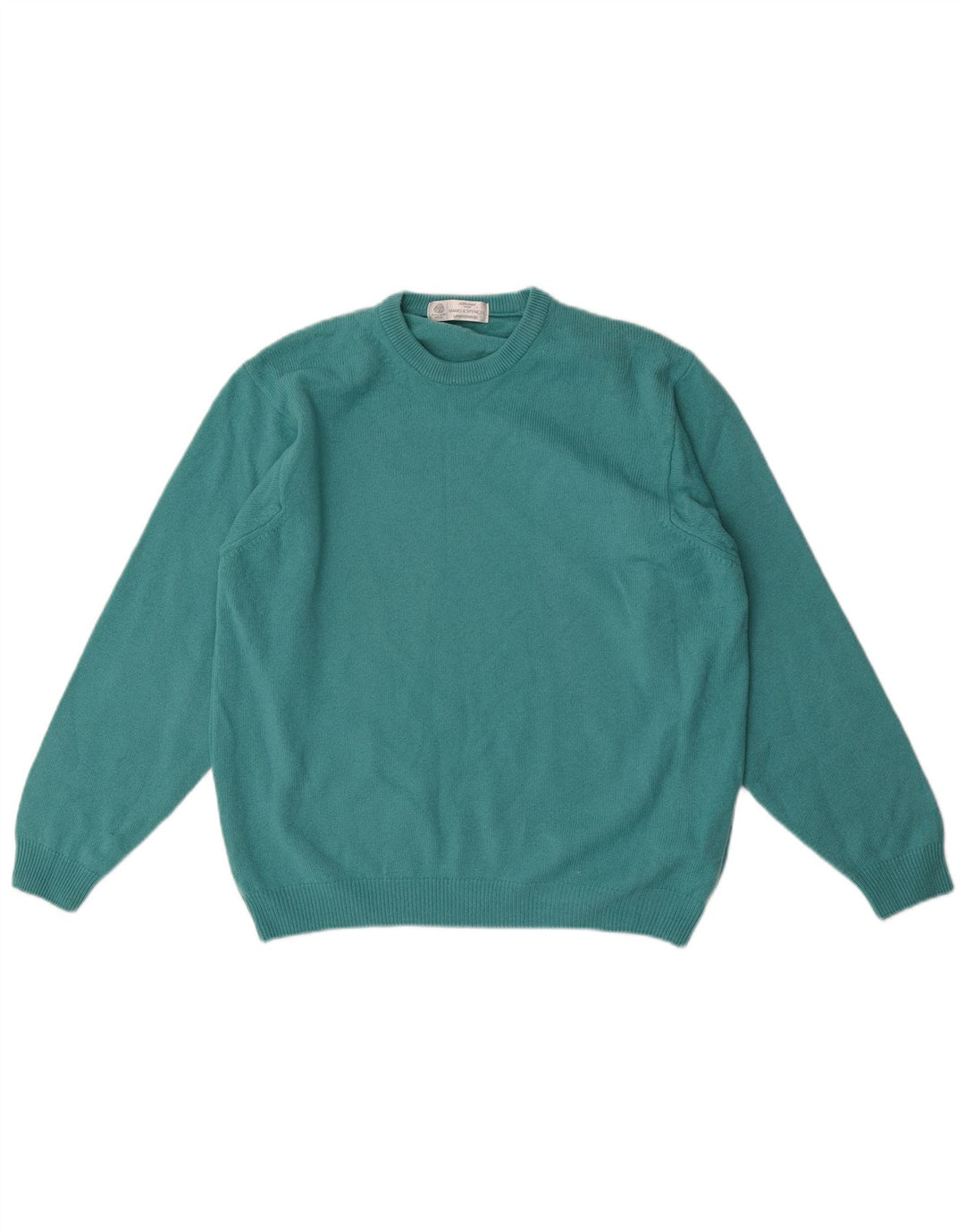 Maglione maglione girocollo da uomo Marks & Spencer piccolo blu in lana vergine