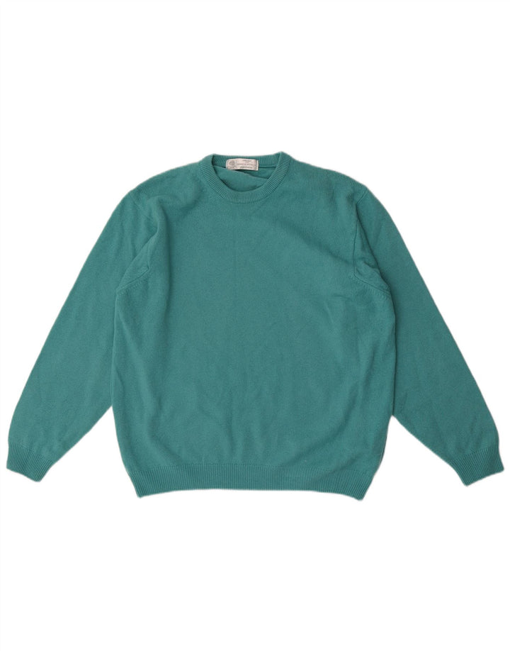 Maglione maglione girocollo da uomo Marks & Spencer piccolo blu in lana vergine