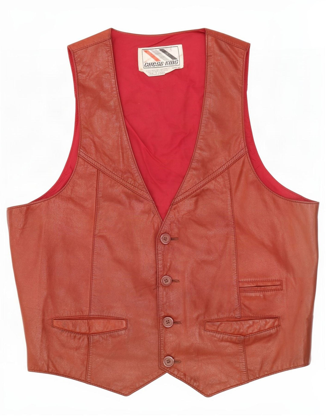 Gilet in pelle vintage da uomo XL marrone