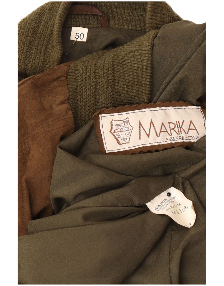 Giubbotto bomber vintage in pelle scamosciata da uomo IT 50 grande in pelle marrone
