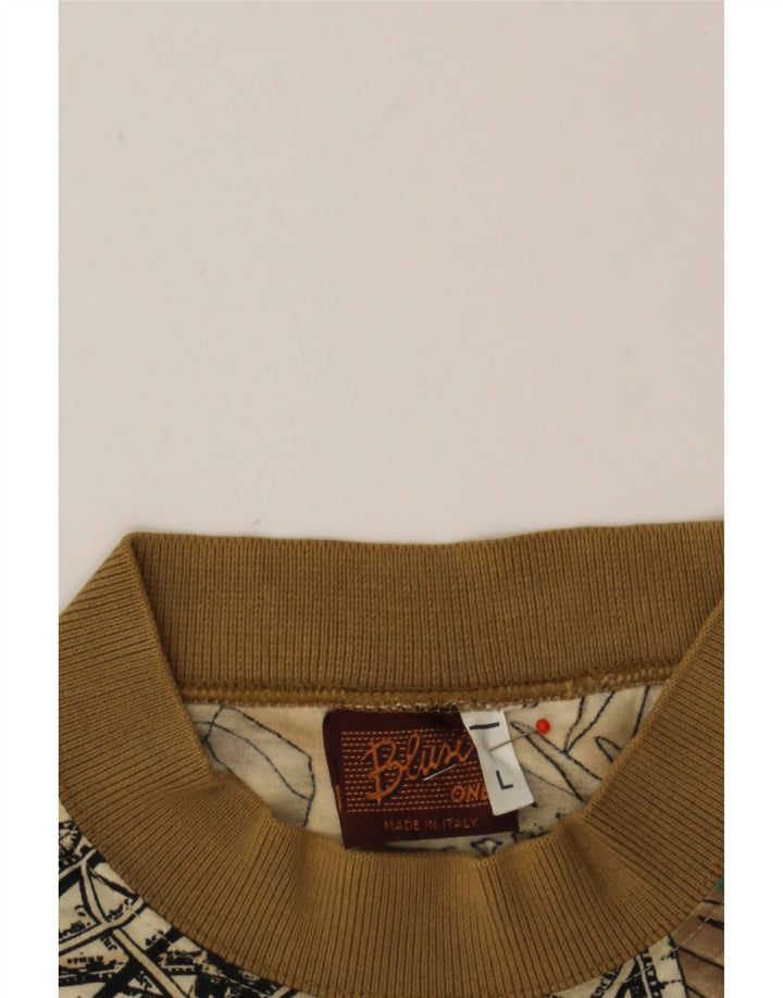 VINTAGE Mens Graphic T-Shirt Top Large Beige Vintage Vintage and Second-Hand Vintage from Messina Hembry 