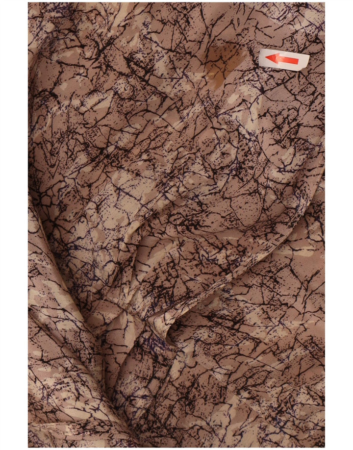 Abito a trapezio vintage da donna con motivo astratto UK 16 grande marrone
