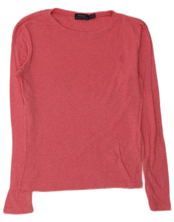 Polo Ralph Lauren Top da donna manica lunga UK 10 piccolo cotone rosa