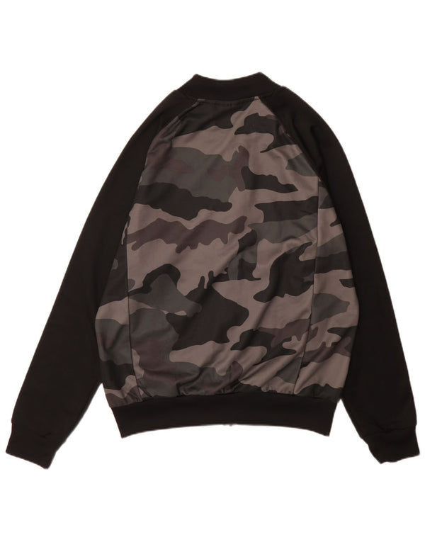 Giacca sportiva da uomo Adidas, giacca sportiva in poliestere mimetico grigio medio