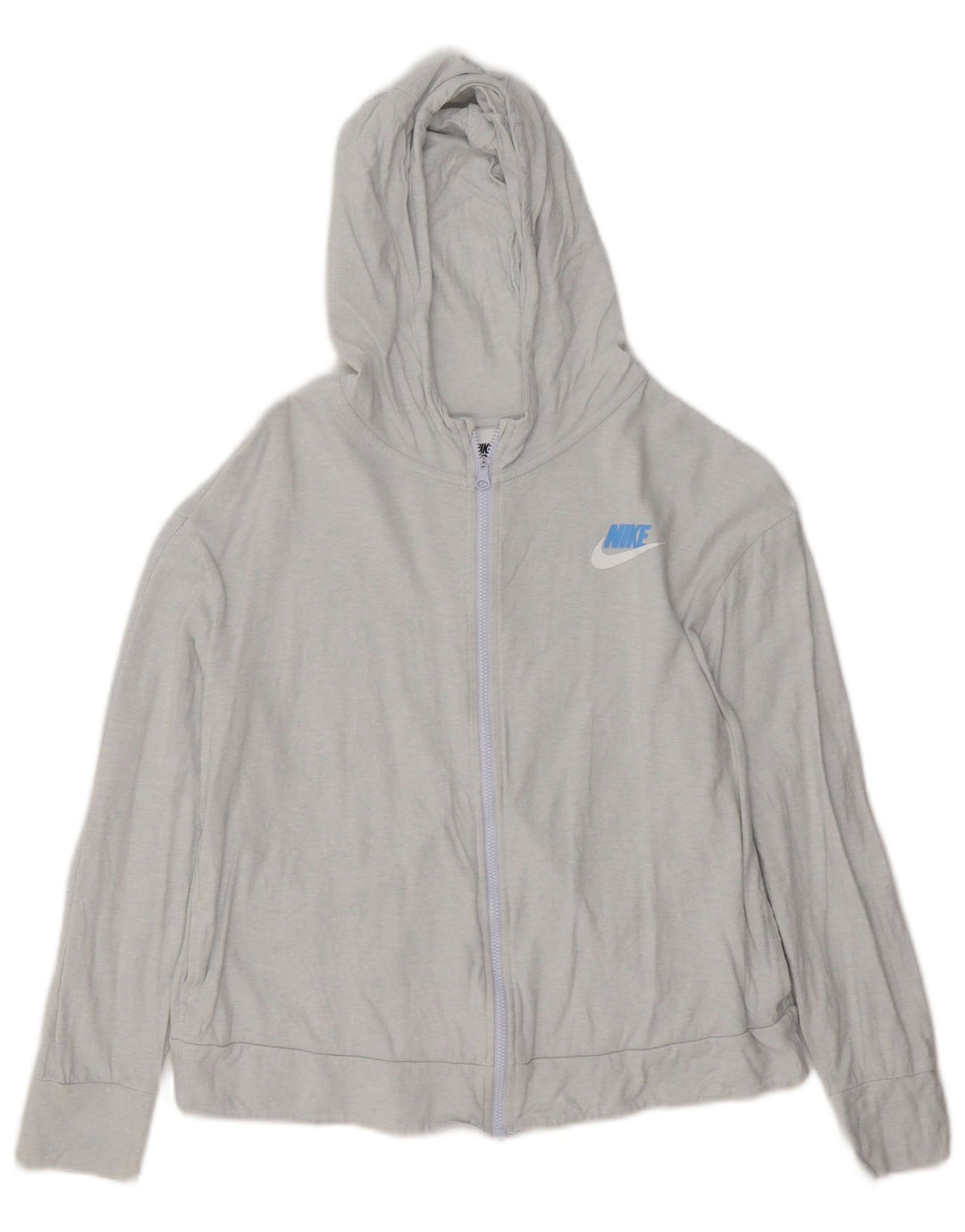 Felpa con cappuccio e zip per ragazze NIKE 13-14 anni XL in cotone grigio