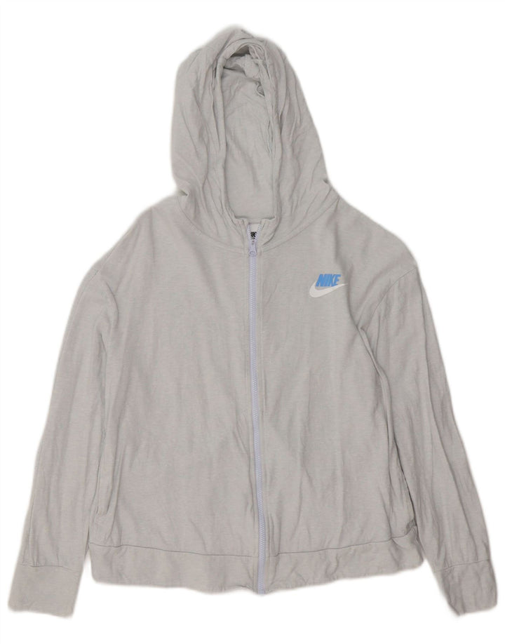 Felpa con cappuccio e zip per ragazze NIKE 13-14 anni XL in cotone grigio