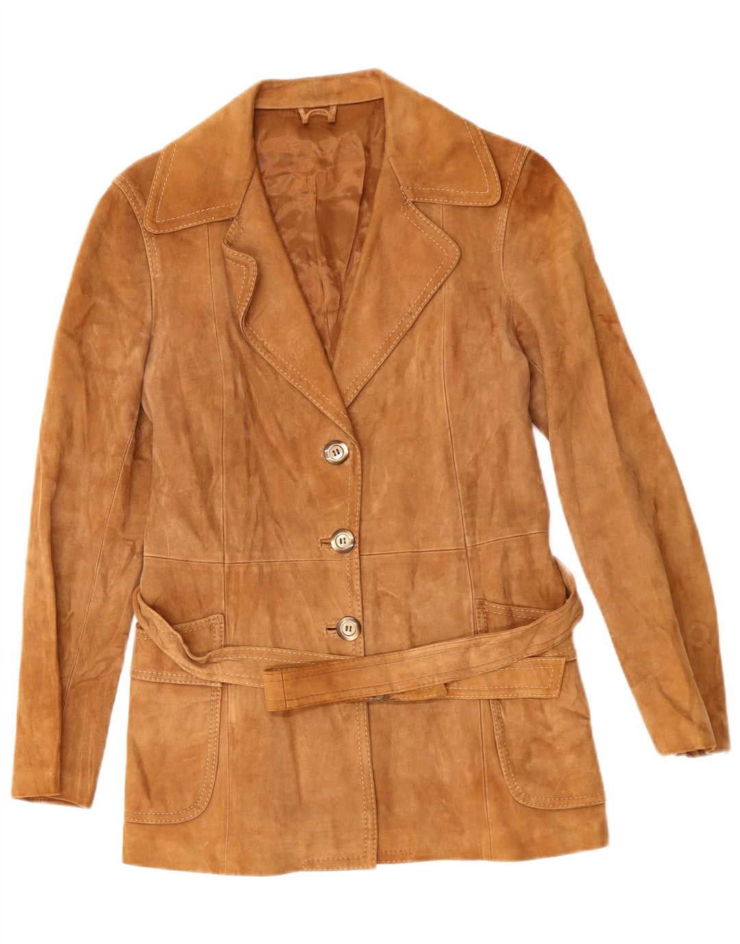 Giacca in pelle scamosciata da donna VINTAGE UK 14 Marrone medio