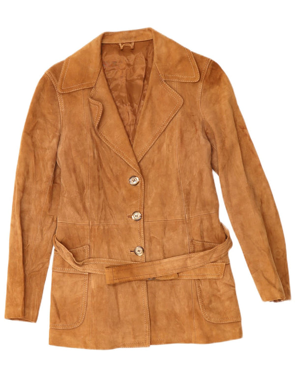 Giacca in pelle scamosciata da donna VINTAGE UK 14 Marrone medio