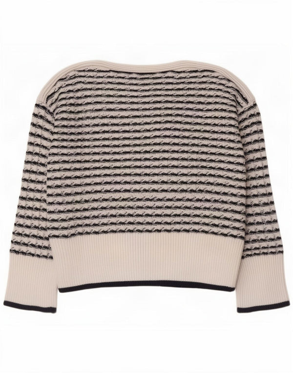 Crew Clothing Maglione da donna con scollo a barca UK 12 a righe bianche medie
