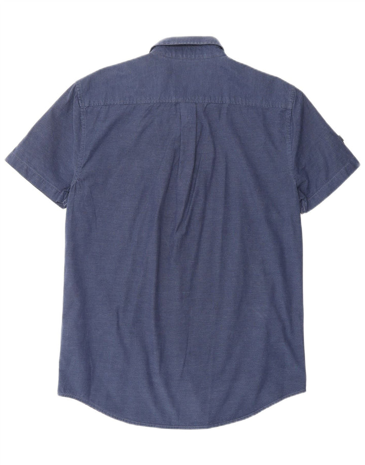 Camicia a maniche corte da uomo vestibilità regolare SUPERDRY in cotone blu navy medio