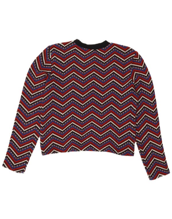 Maglione maglione girocollo da donna Zara UK 12 Chevron medio multicolore