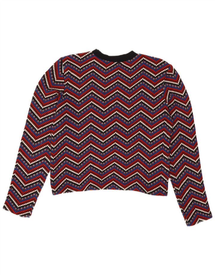 Maglione maglione girocollo da donna Zara UK 12 Chevron medio multicolore