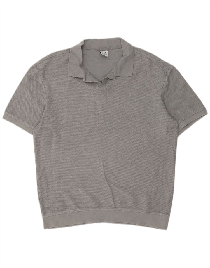 Maglione Zara da uomo a maniche corte con collo a polo grande grigio