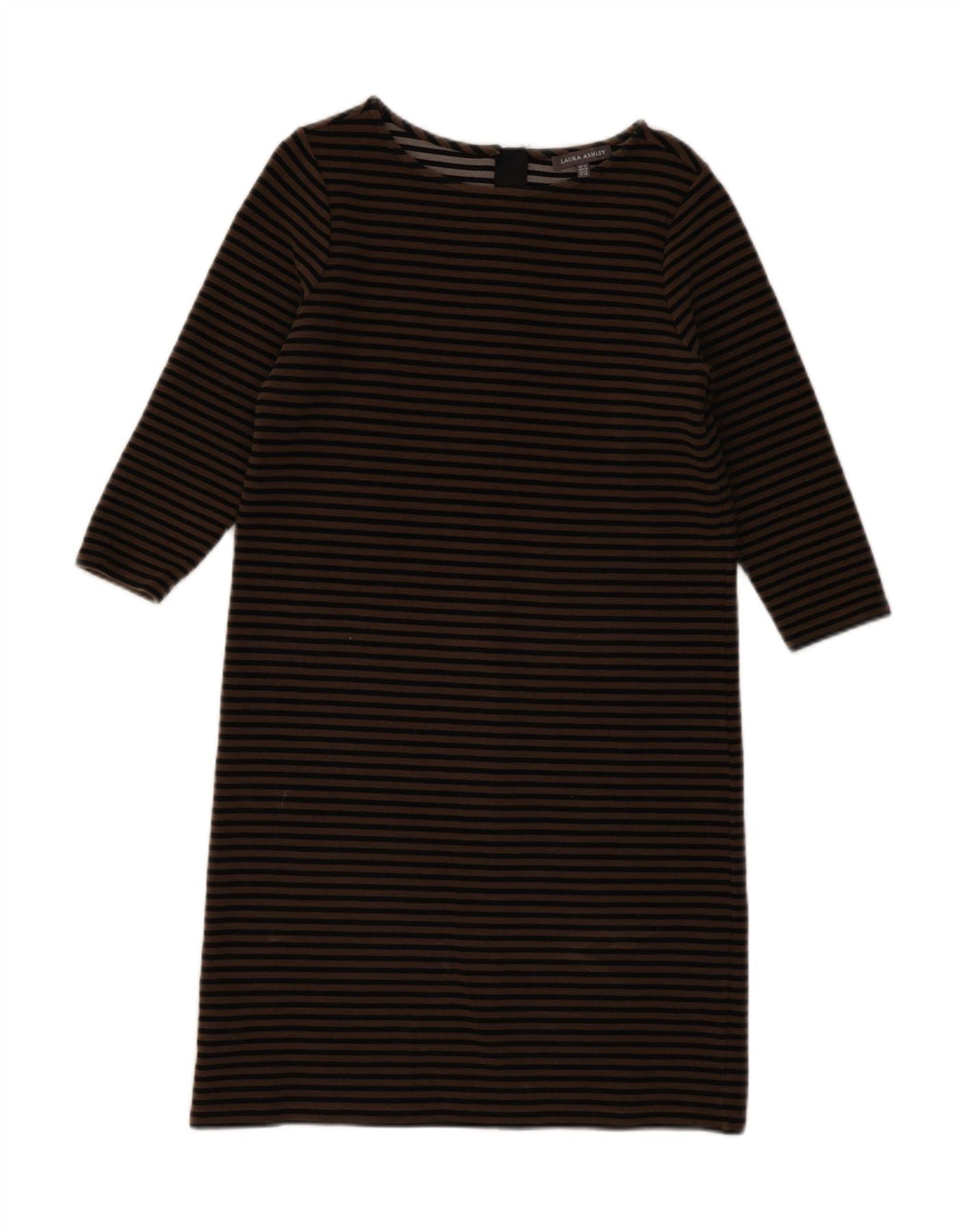 LAURA ASHLEY Abito da donna a trapezio con maniche a 3/4 UK 12 A righe beige medio