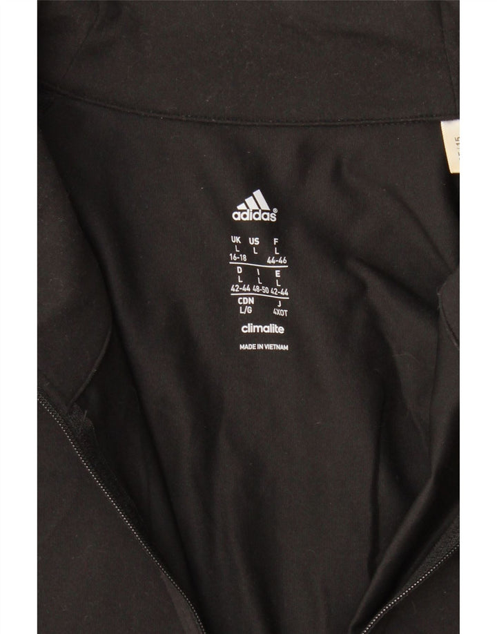 ADIDAS Womens Climalite Pullover Tracksuit Top UK 16/18 Large Black Vintage Adidas and Second-Hand Adidas from Messina Hembry 