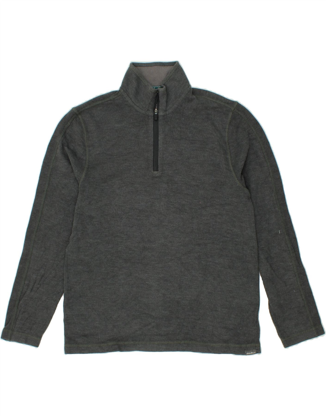 EDDIE BAUER Mens Zip Neck Sweatshirt Jumper Medium Grey Cotton Vintage Eddie Bauer and Second-Hand Eddie Bauer from Messina Hembry 