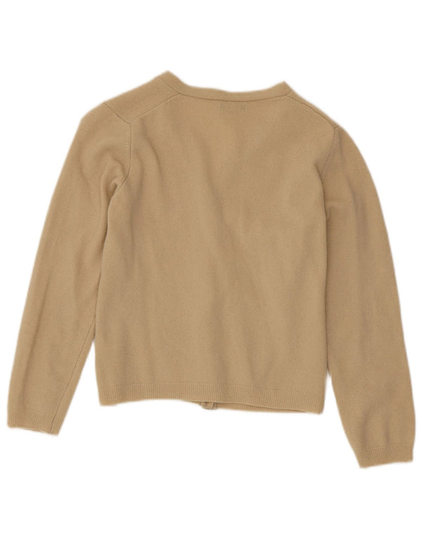Maglione cardigan corto da donna Benetton UK 10 piccolo verde lana vergine