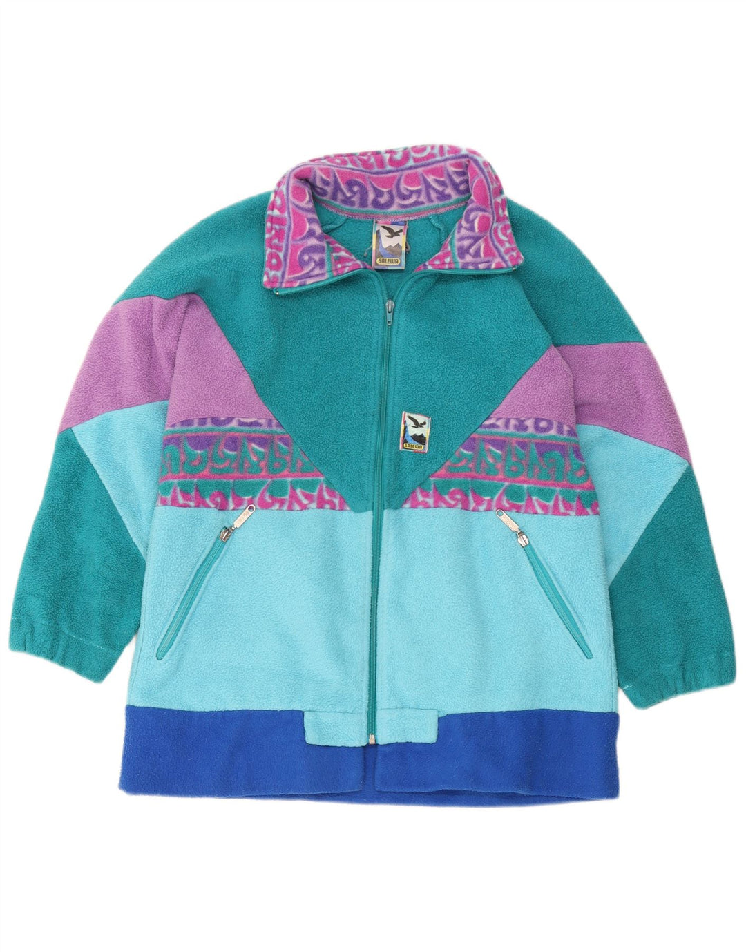 SALEWA Giacca in pile da uomo UK 40 Large Poliestere color block multicolore