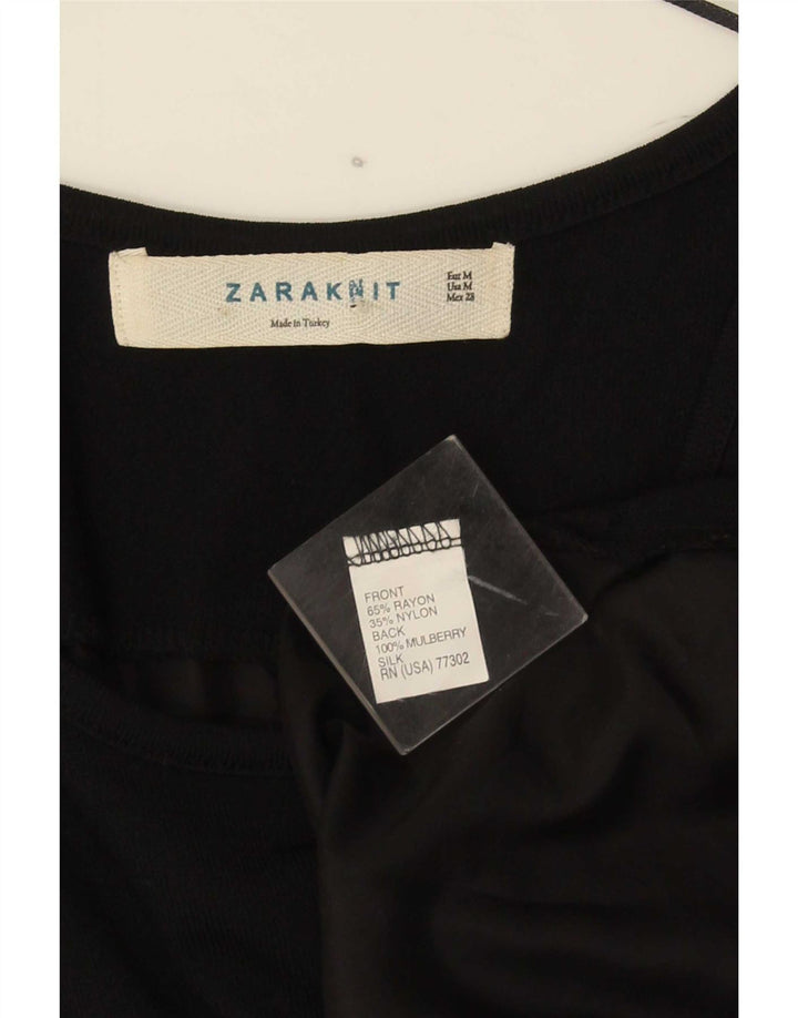 Top tunica senza maniche da donna Zara UK 12 Rayon medio nero