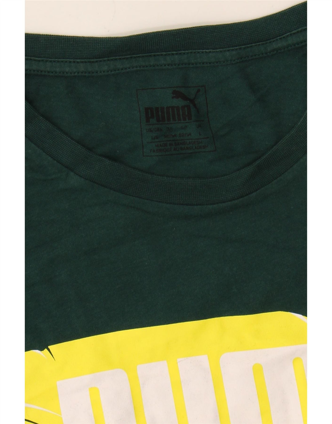 PUMA Mens Graphic T-Shirt Top Large Green Cotton Vintage Puma and Second-Hand Puma from Messina Hembry 