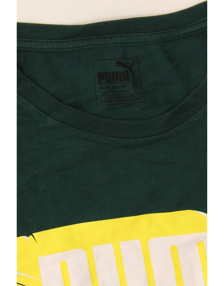 PUMA Mens Graphic T-Shirt Top Large Green Cotton Vintage Puma and Second-Hand Puma from Messina Hembry 