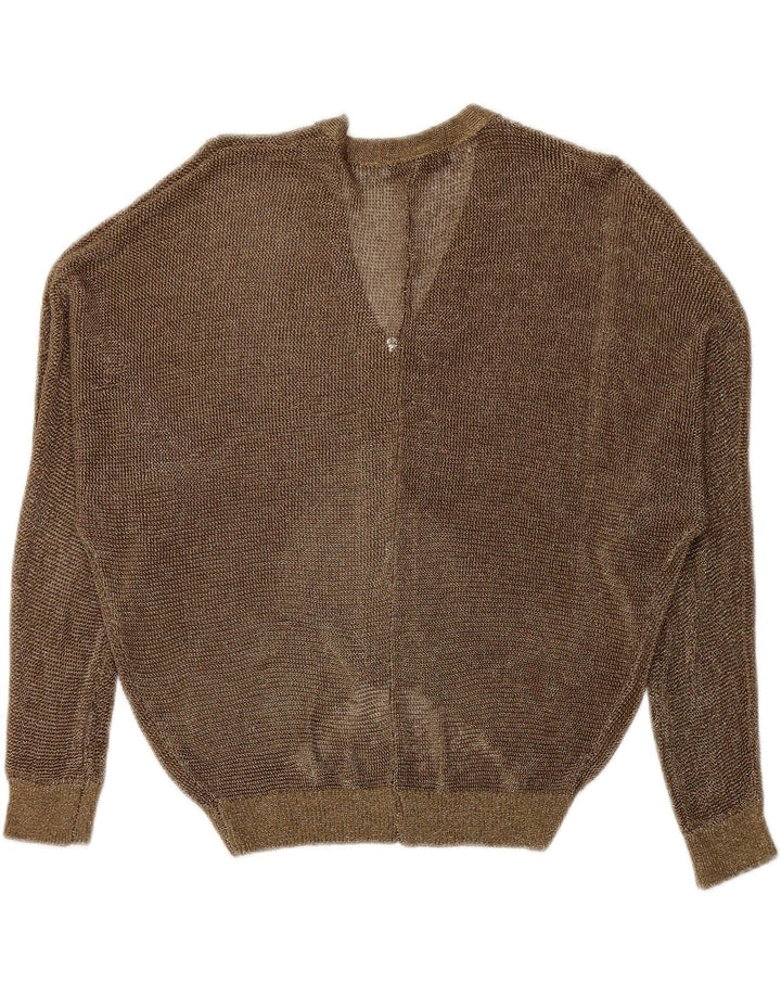 Maglione cardigan trasparente da donna Zara UK 14 medio oro screziato