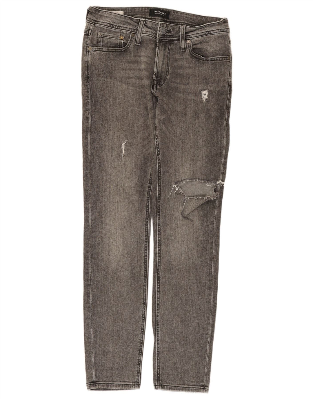 JACK & JONES Jeans slim effetto consumato da uomo W30 L30 cotone grigio
