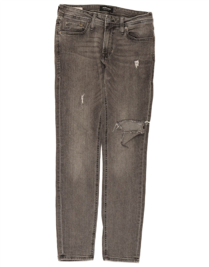 JACK & JONES Jeans slim effetto consumato da uomo W30 L30 cotone grigio