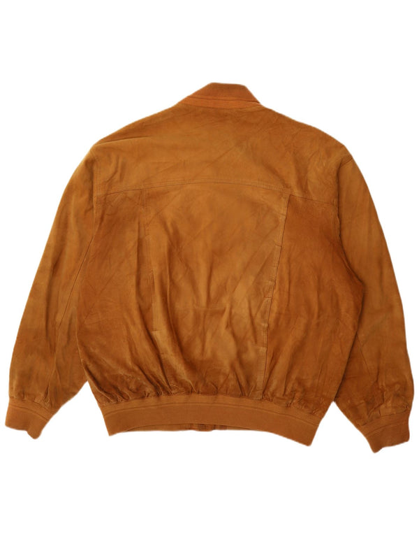 Giubbotto bomber in pelle scamosciata vintage da uomo UK 42 XL in pelle marrone